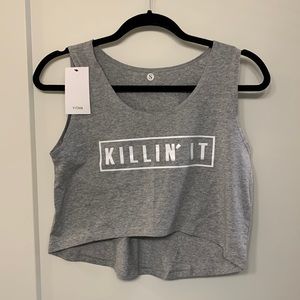 Kill in’ it cropped grey tank
